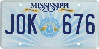 MS license plate JOK676
