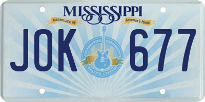 MS license plate JOK677