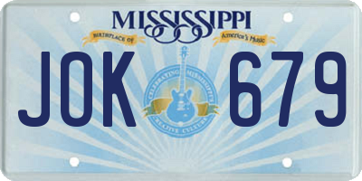 MS license plate JOK679