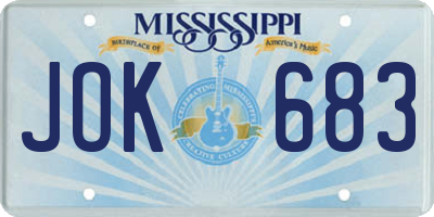 MS license plate JOK683