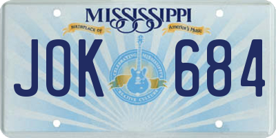 MS license plate JOK684