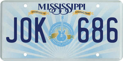 MS license plate JOK686