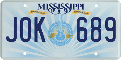 MS license plate JOK689