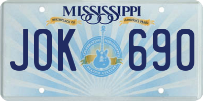 MS license plate JOK690