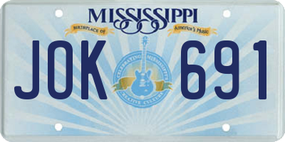 MS license plate JOK691