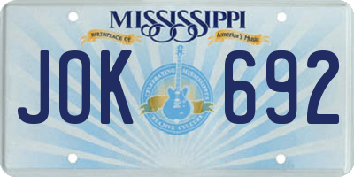 MS license plate JOK692