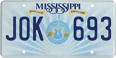 MS license plate JOK693
