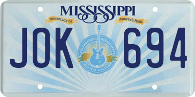 MS license plate JOK694
