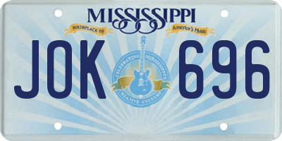 MS license plate JOK696