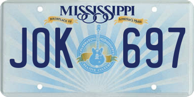 MS license plate JOK697