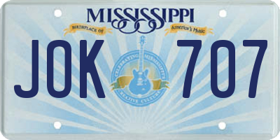 MS license plate JOK707