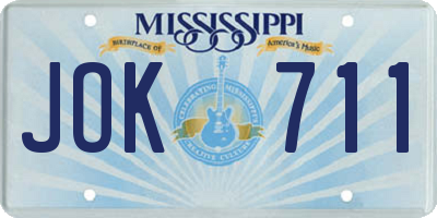 MS license plate JOK711