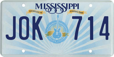 MS license plate JOK714