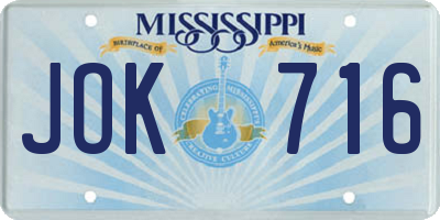 MS license plate JOK716