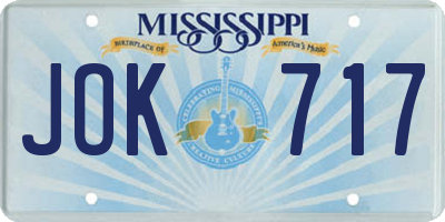 MS license plate JOK717