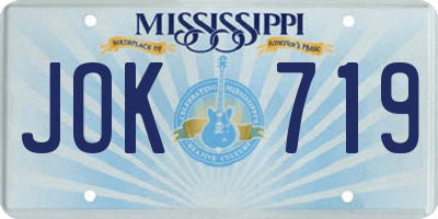 MS license plate JOK719
