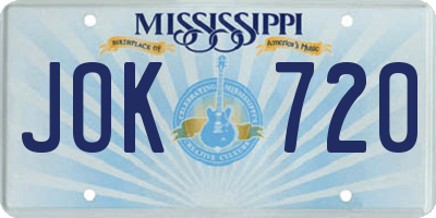 MS license plate JOK720