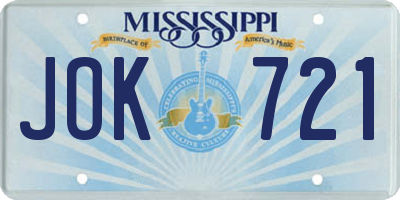 MS license plate JOK721