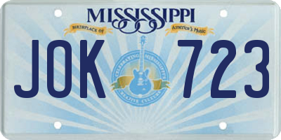 MS license plate JOK723
