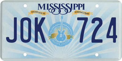 MS license plate JOK724