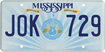MS license plate JOK729