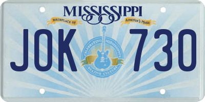 MS license plate JOK730