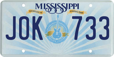 MS license plate JOK733