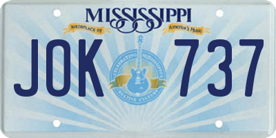 MS license plate JOK737