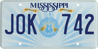 MS license plate JOK742