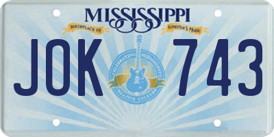 MS license plate JOK743