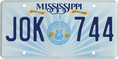 MS license plate JOK744