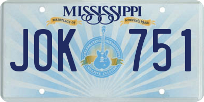 MS license plate JOK751
