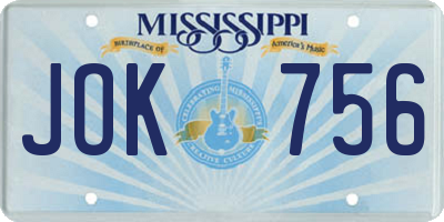 MS license plate JOK756