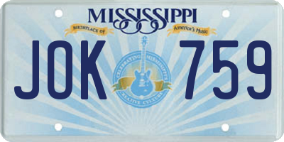 MS license plate JOK759