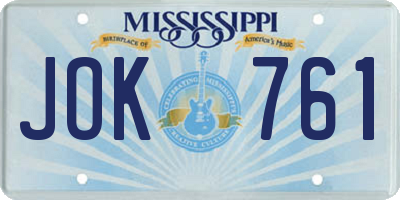 MS license plate JOK761