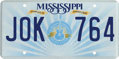 MS license plate JOK764