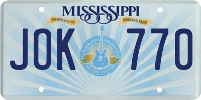 MS license plate JOK770