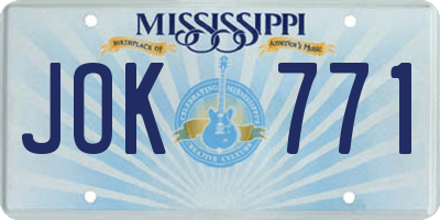 MS license plate JOK771