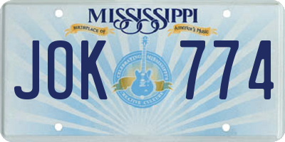 MS license plate JOK774