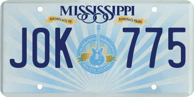 MS license plate JOK775