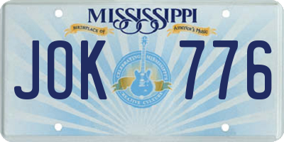 MS license plate JOK776