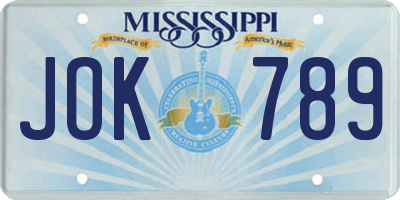 MS license plate JOK789