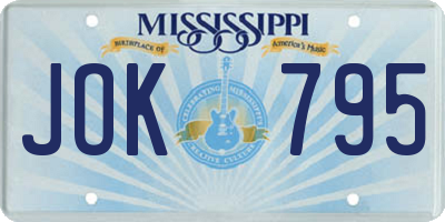 MS license plate JOK795