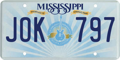 MS license plate JOK797