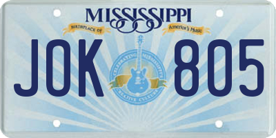 MS license plate JOK805