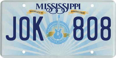 MS license plate JOK808