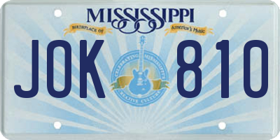 MS license plate JOK810