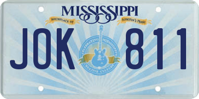 MS license plate JOK811