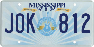 MS license plate JOK812