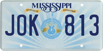 MS license plate JOK813